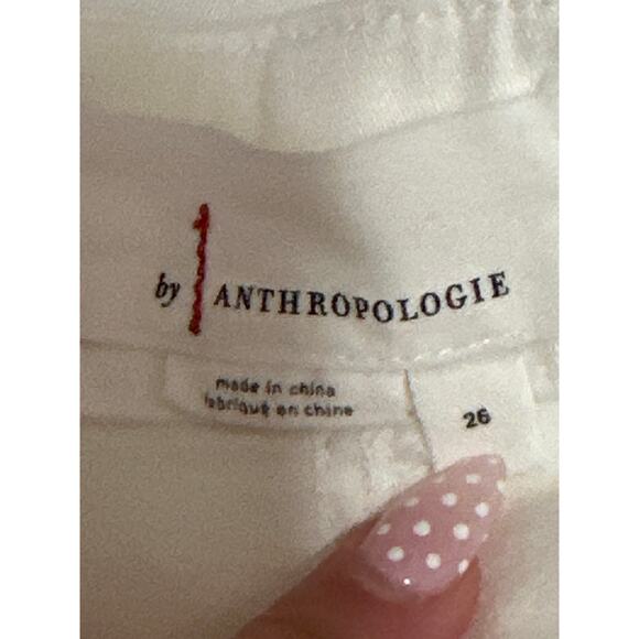 Anthropologie Women's White Mid Rise Zip Hem Jogger Tapered Trousers Pants 26 - Picture 4 of 4